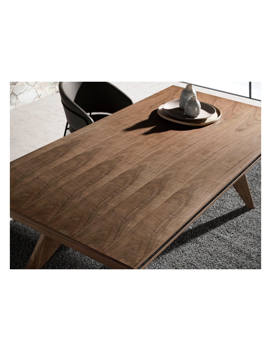 Mesa comedor rectangular nogal y nogal