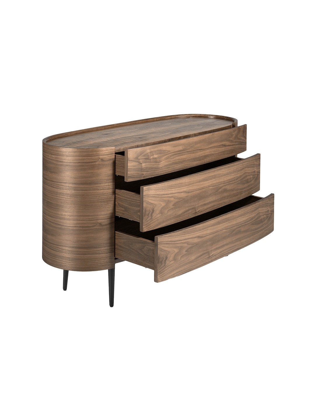 Cómoda nogal y acero negro