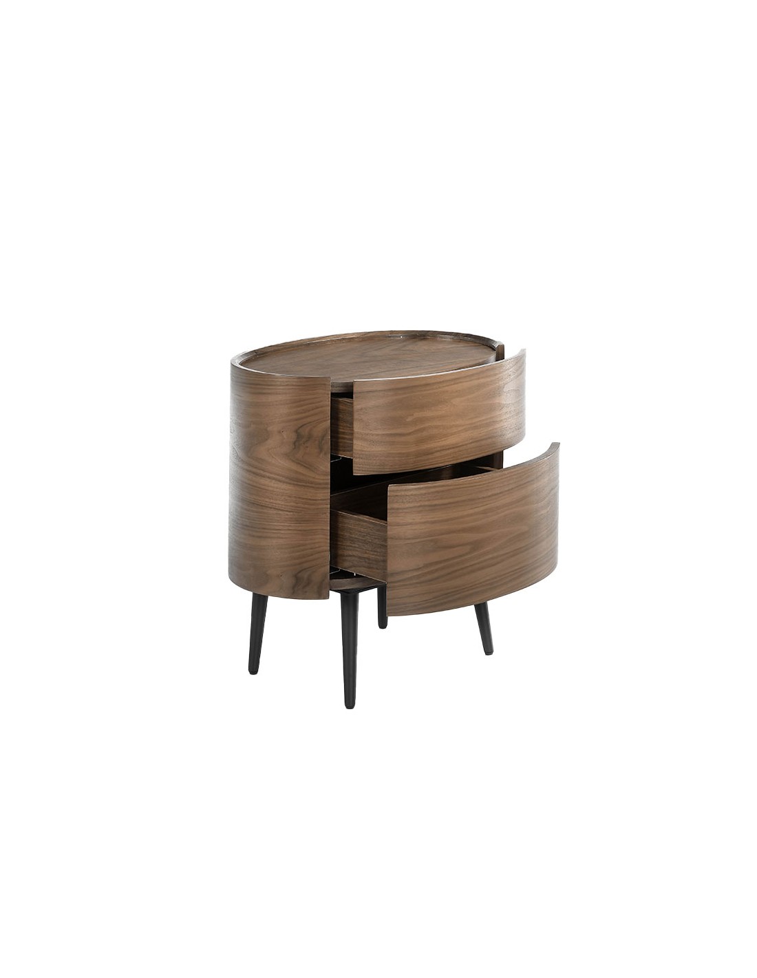 Mesita de noche nogal y acero negro