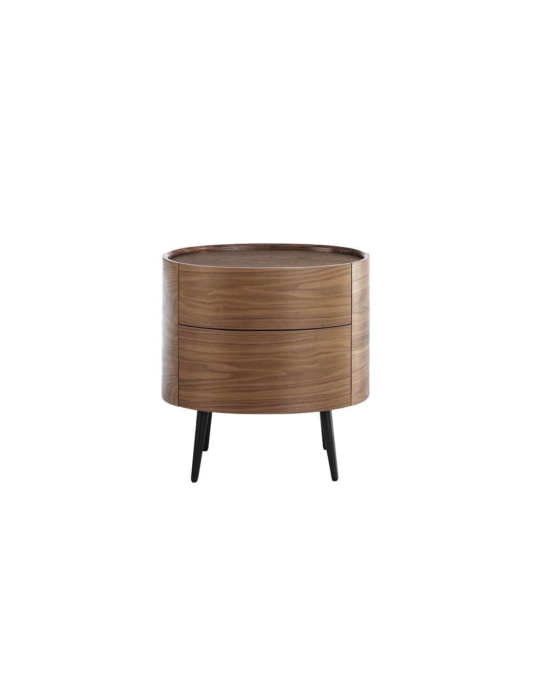 Mesita de noche nogal y acero negro