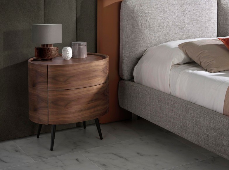 Mesita de noche nogal y acero negro