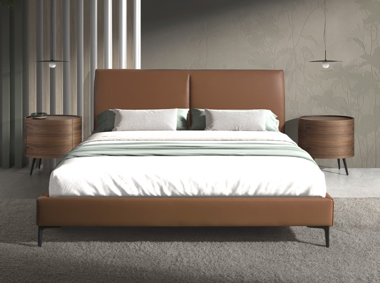 Mesita de noche nogal y acero negro