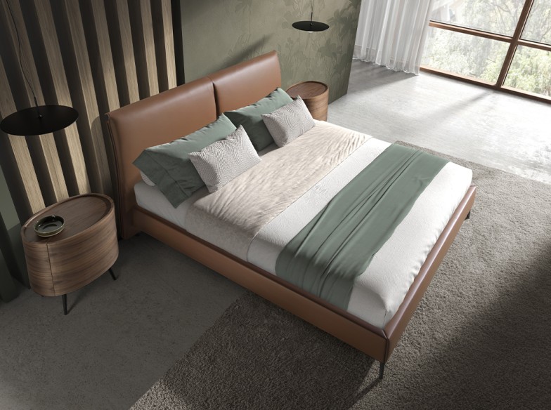 Mesita de noche nogal y acero negro