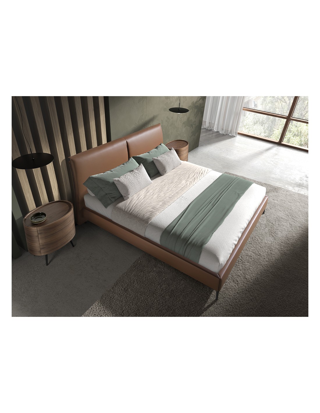 Mesita de noche nogal y acero negro