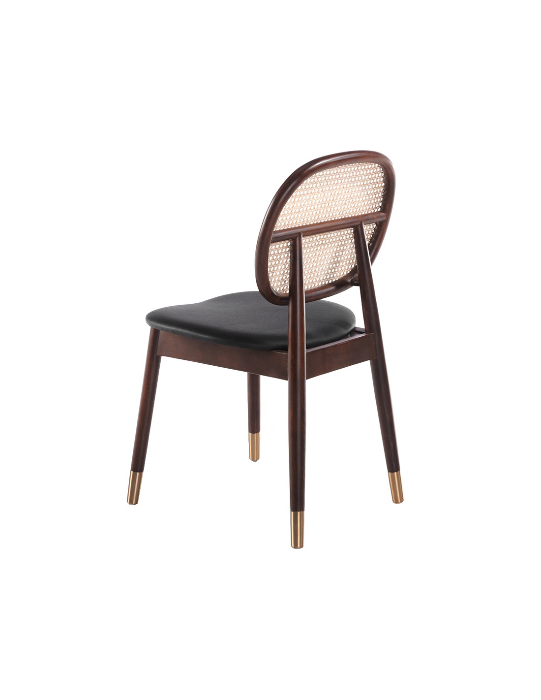 Silla rattan y polipiel negro