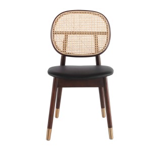 Silla rattan y polipiel negro 2
