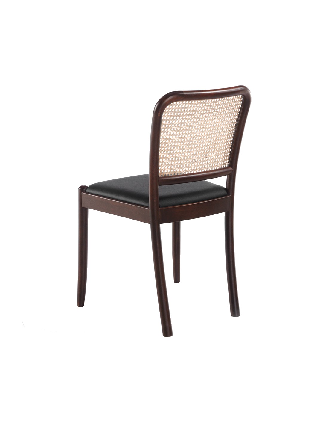 Silla rattan y polipiel negro