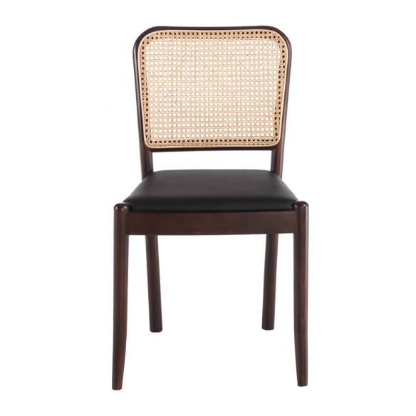 Silla rattan y polipiel negro