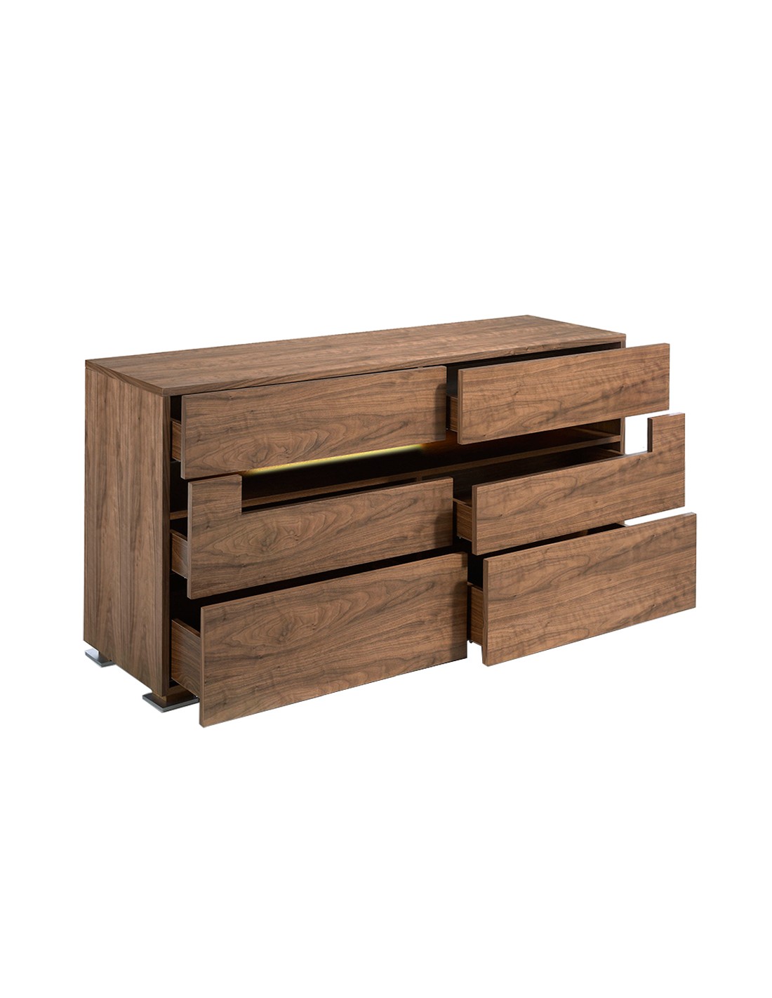 Aparador nogal y acero pulido con iluminación...