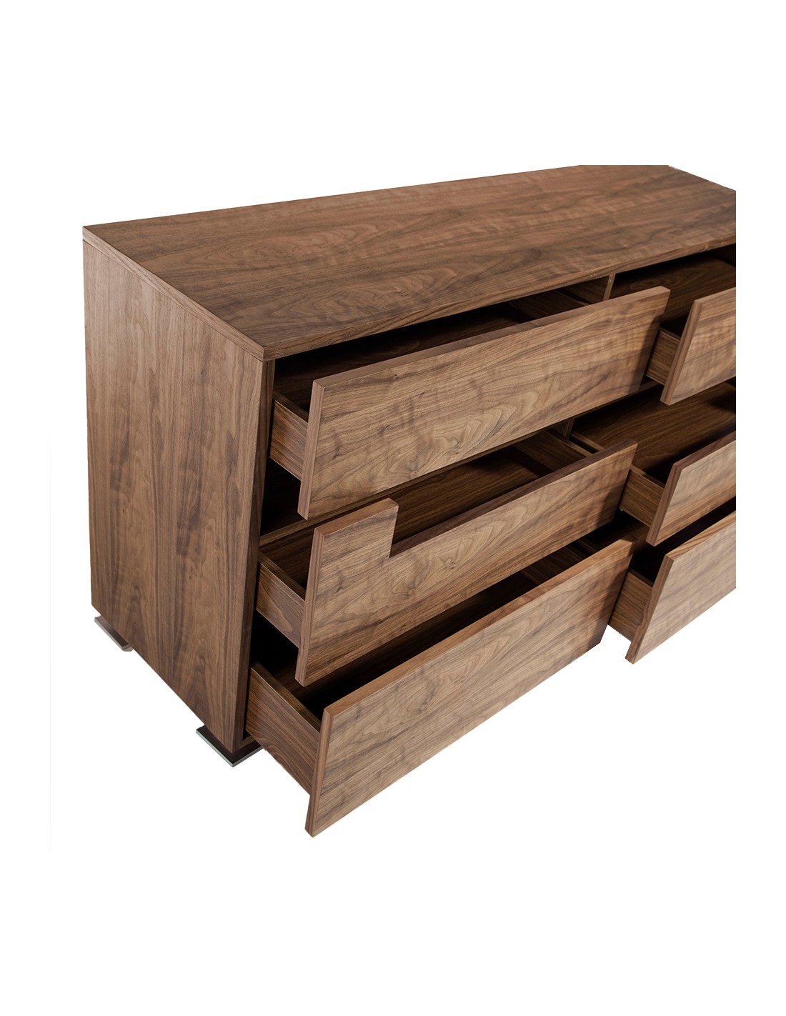 Aparador nogal y acero pulido con iluminación...