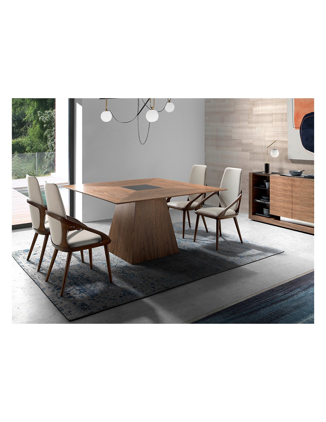 Mesa comedor cuadrada nogal