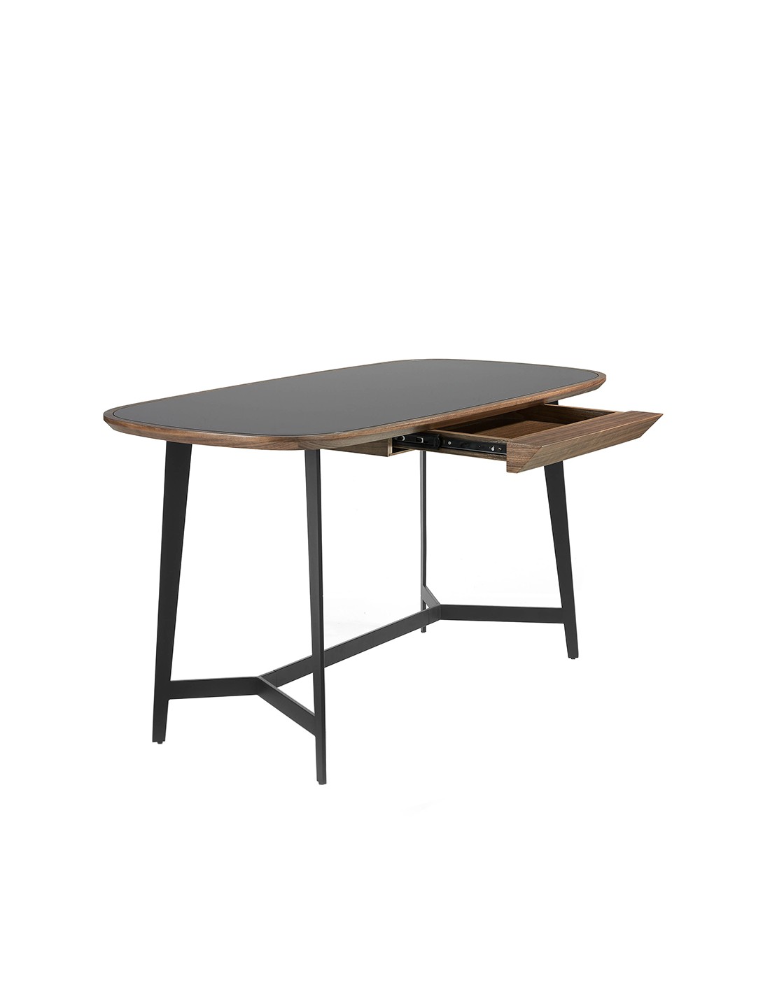 Escritorio nogal y acero negro con tapa de...