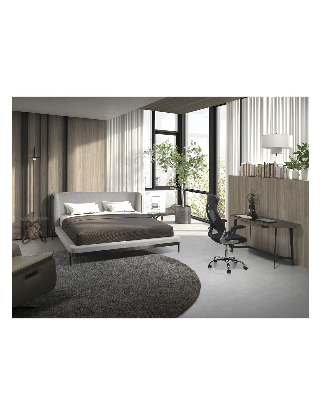 Escritorio nogal y acero negro con tapa de...