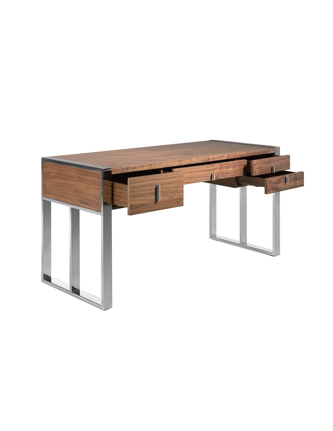 Escritorio nogal y acero cromado