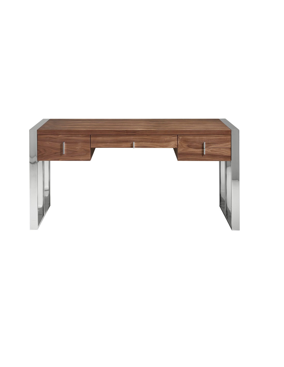 Escritorio nogal y acero cromado