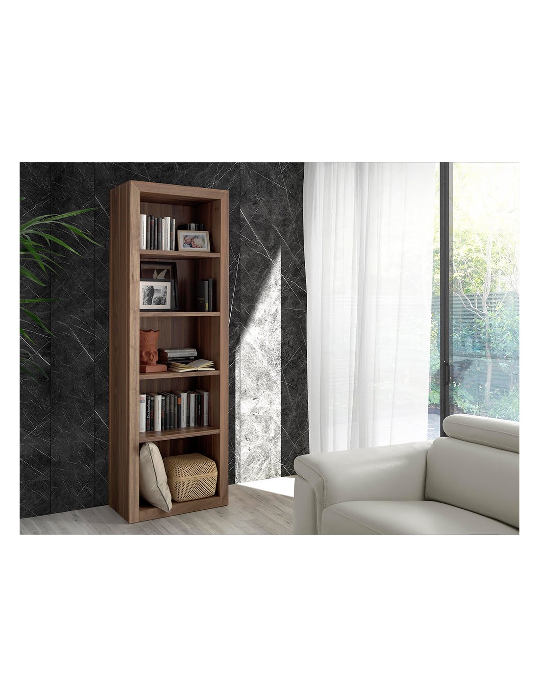 Estantería de madera nogal