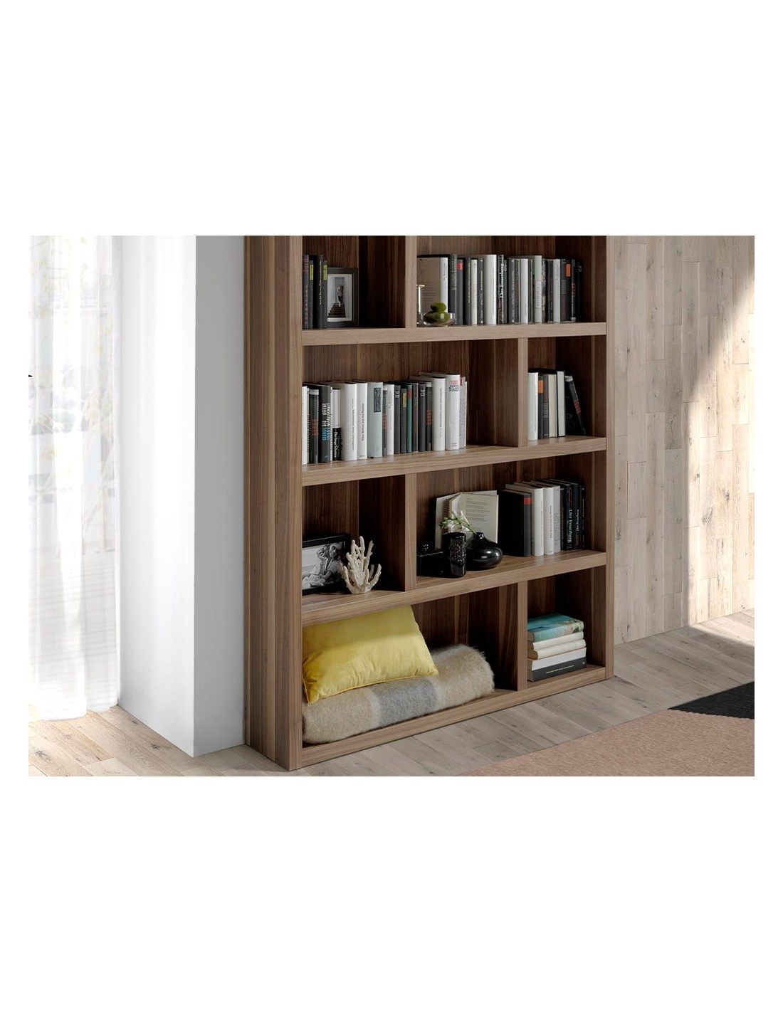 Estantería de madera nogal