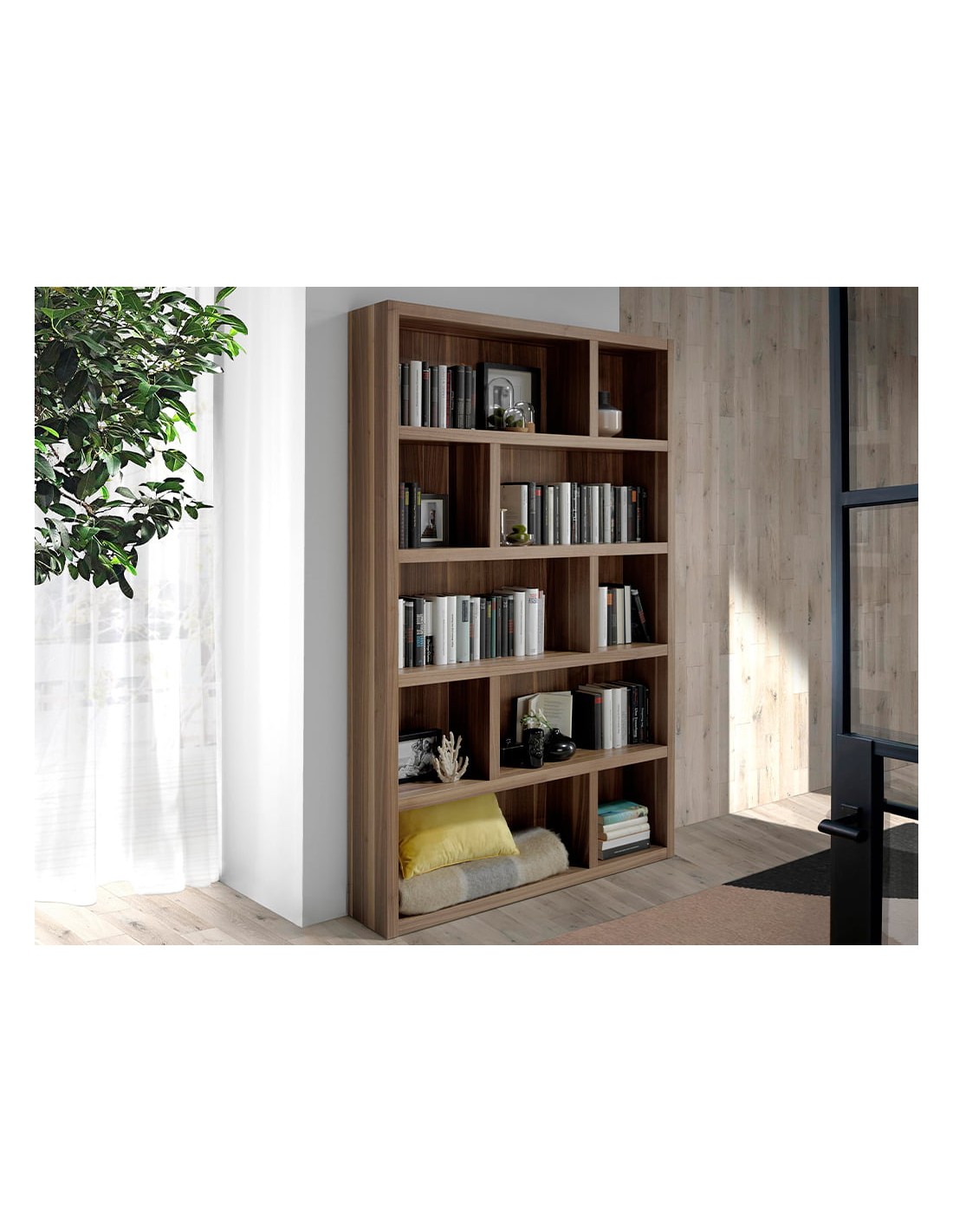 Estantería de madera nogal