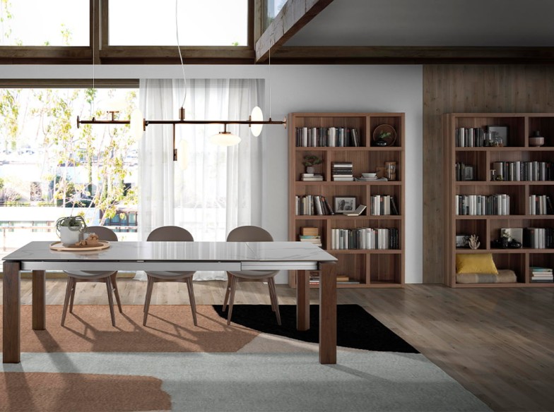 Estantería de madera nogal