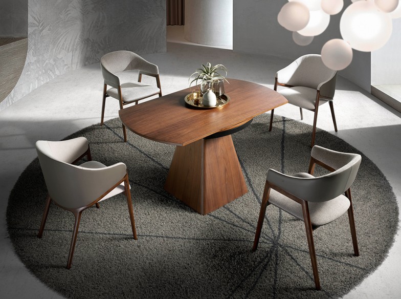 Mesa comedor extensible redonda nogal
