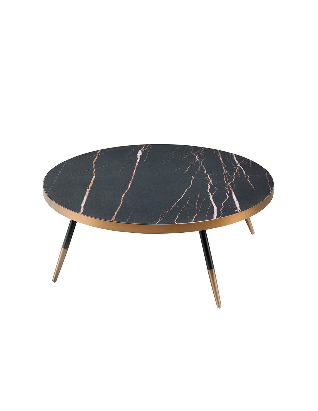 Mesa centro redonda mármol porcelánico y acero...