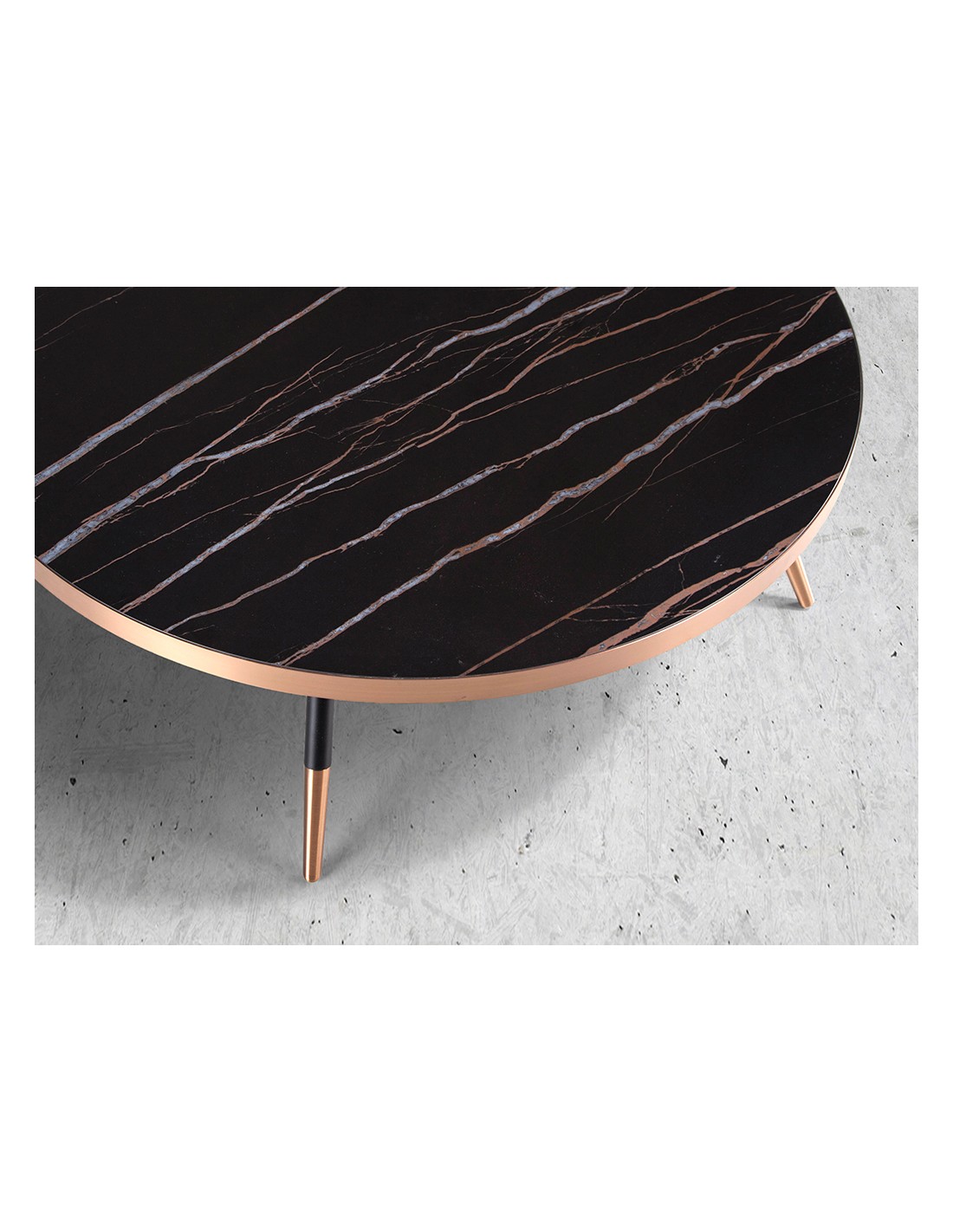 Mesa centro redonda mármol porcelánico y acero...