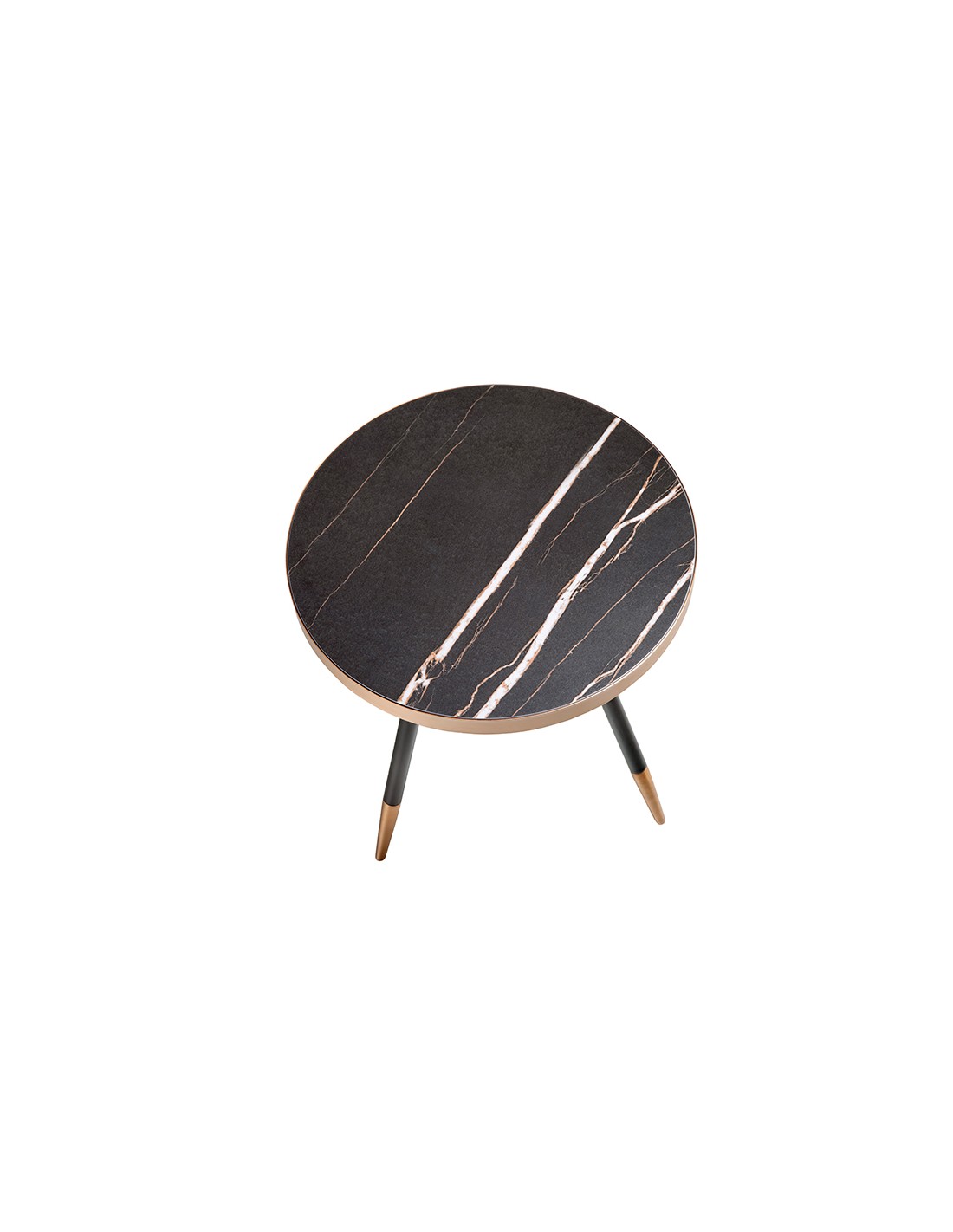 Mesa rincón redonda mármol porcelánico y acero...