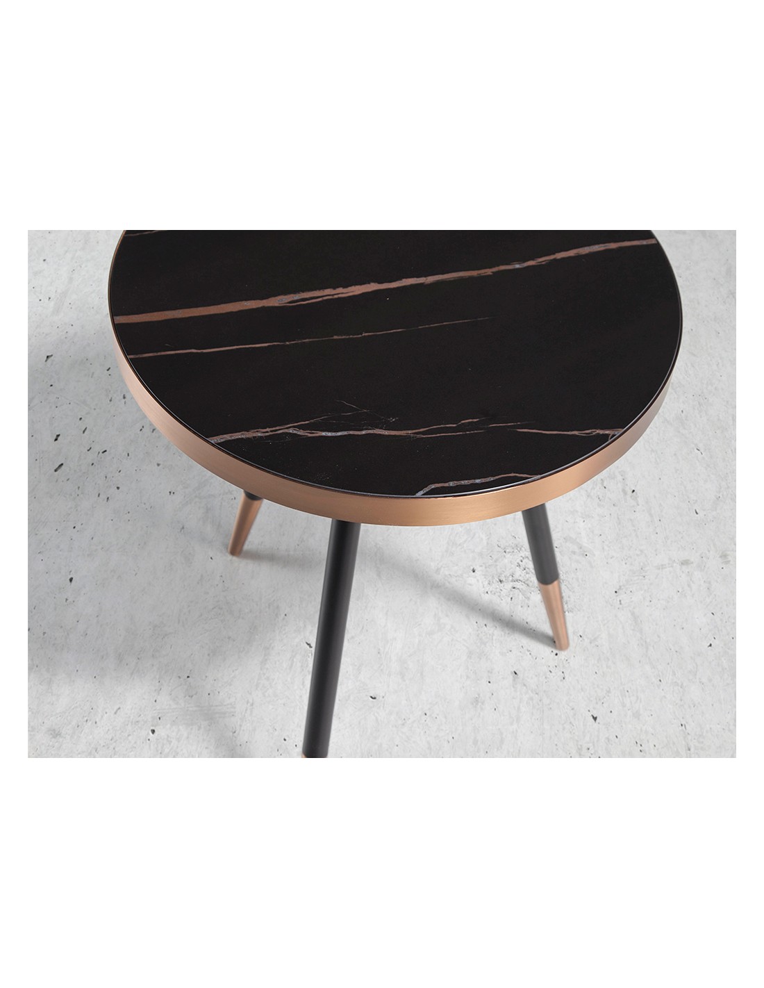 Mesa rincón redonda mármol porcelánico y acero...