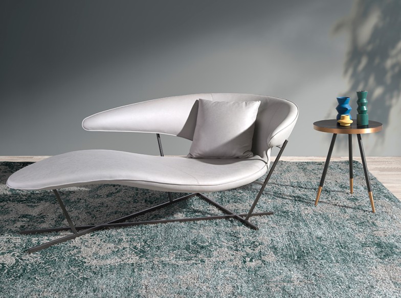 Mesa rincón redonda mármol porcelánico y acero negro