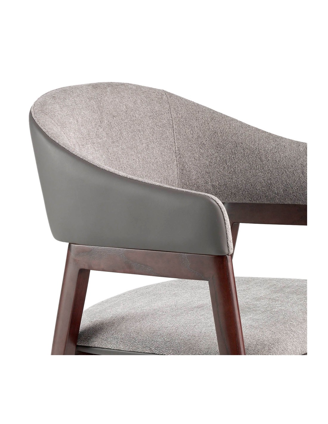 Silla tela gris y polipiel visón oscuro