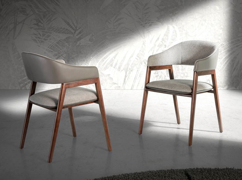 Silla tela gris y polipiel visón oscuro