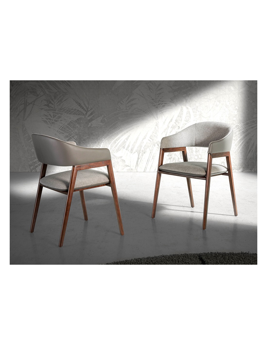 Silla tela gris y polipiel visón oscuro