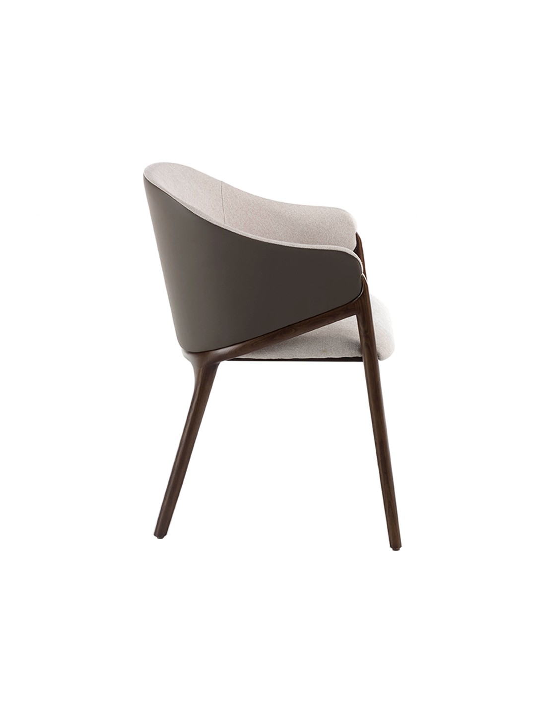 Silla tela beige y polipiel visón oscuro