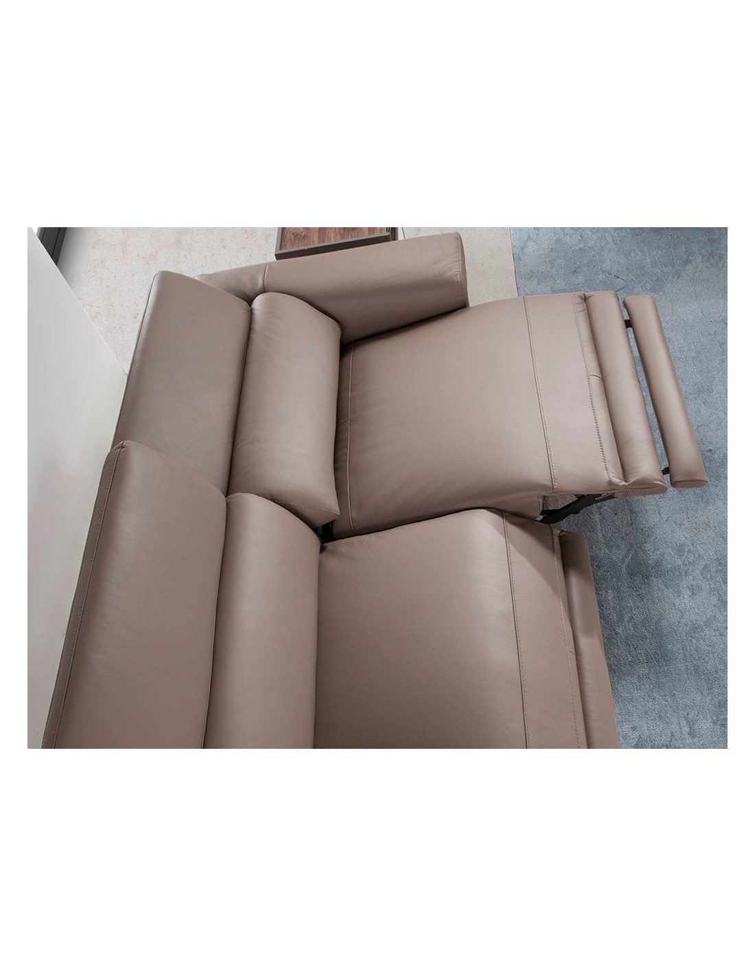 Sofá relax 3 plazas piel visón