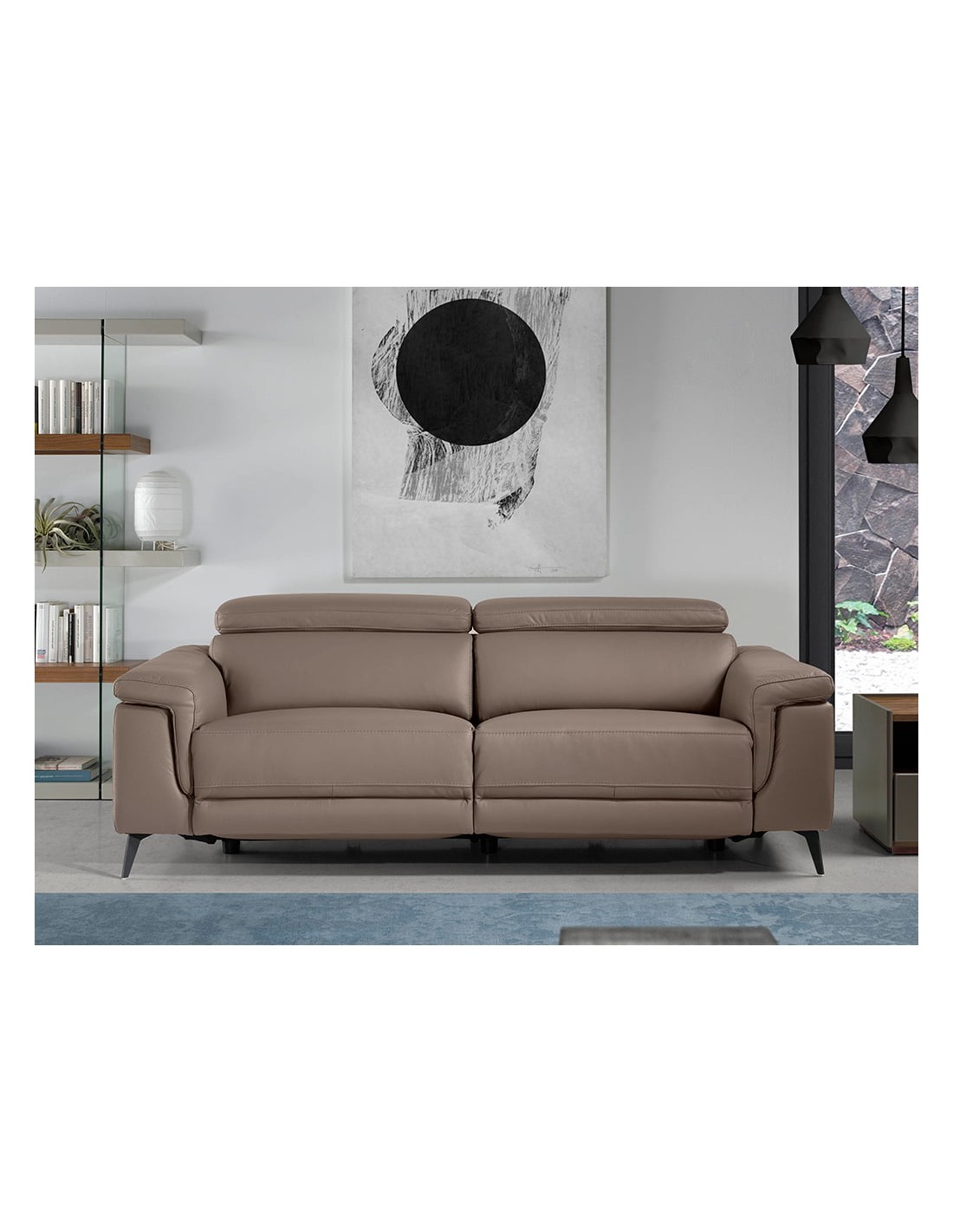 Sofá relax 3 plazas piel visón