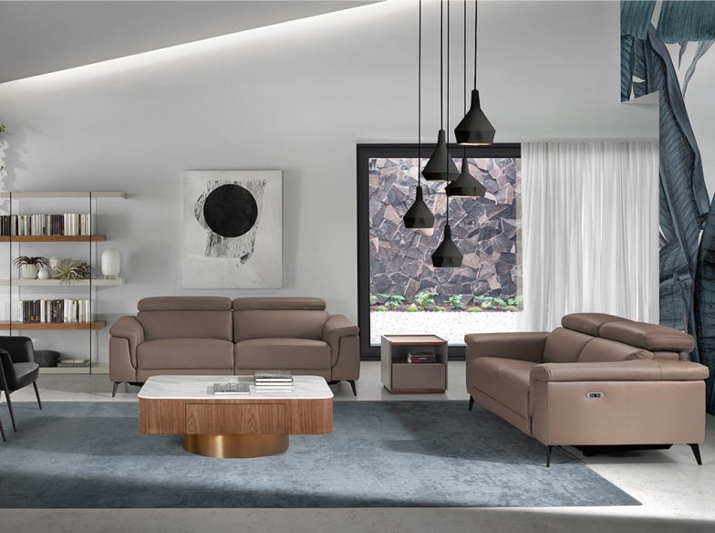 Sofá relax 3 plazas piel visón