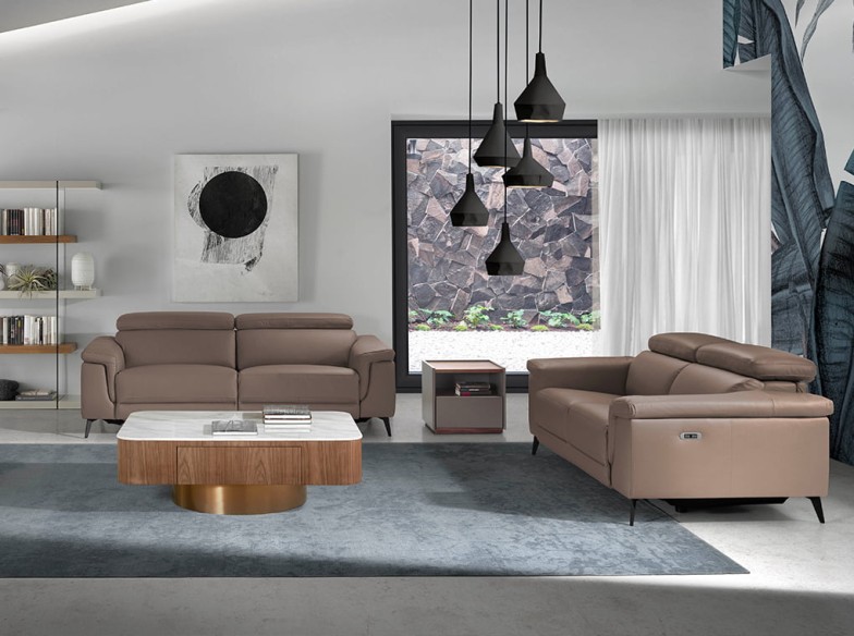 Sofá relax 2 plazas piel visón