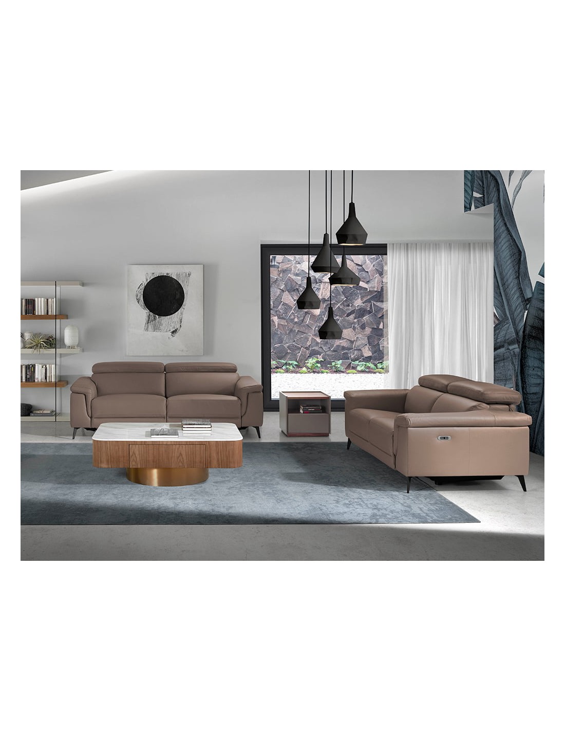 Sofá relax 2 plazas piel visón