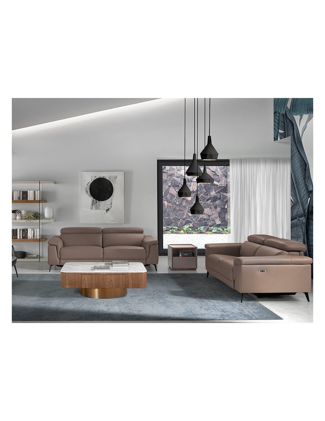 Mesita de noche madera gris y nogal