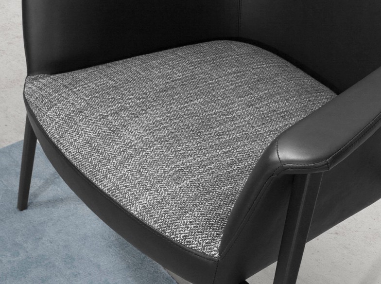 Sillón tela gris y polipiel negro