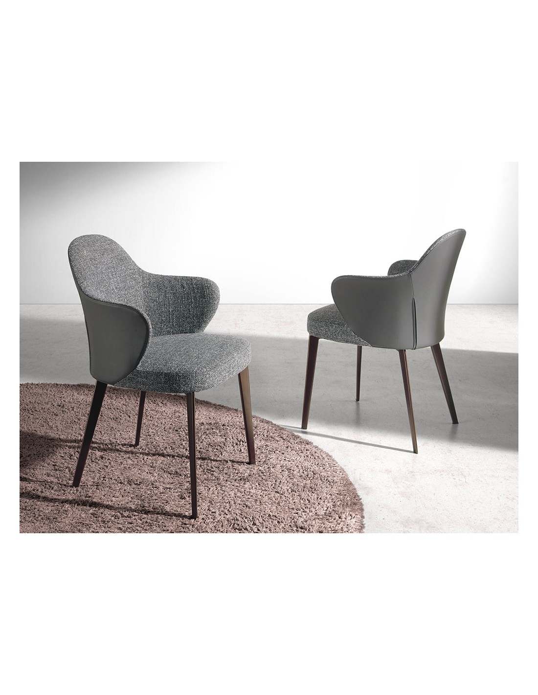 Silla tela y polipiel gris oscuro