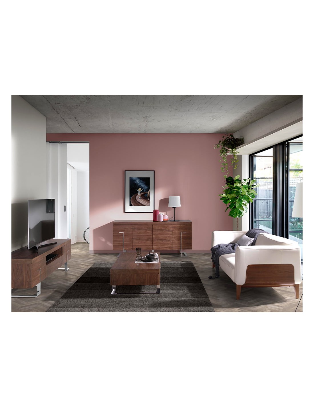 Aparador nogal y acero cromado