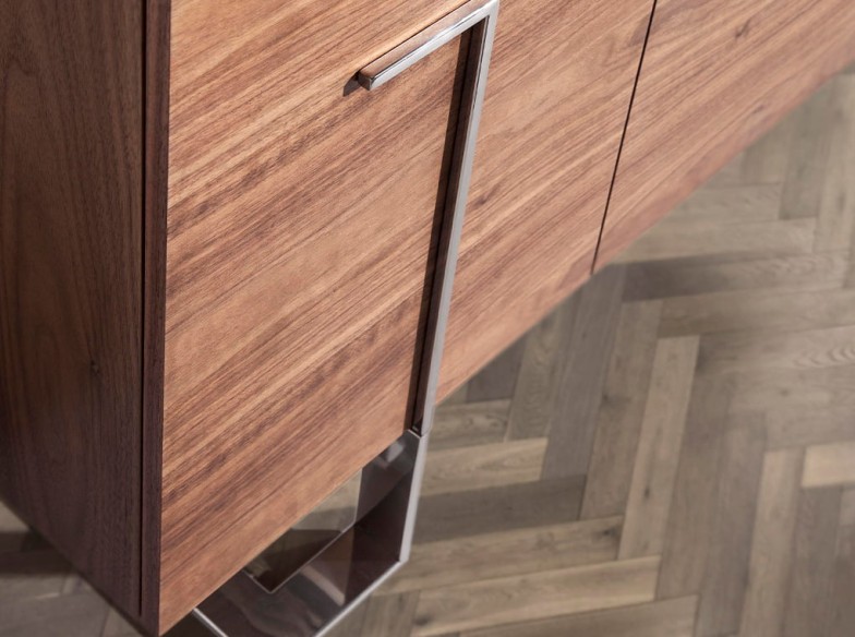 Aparador nogal y acero cromado