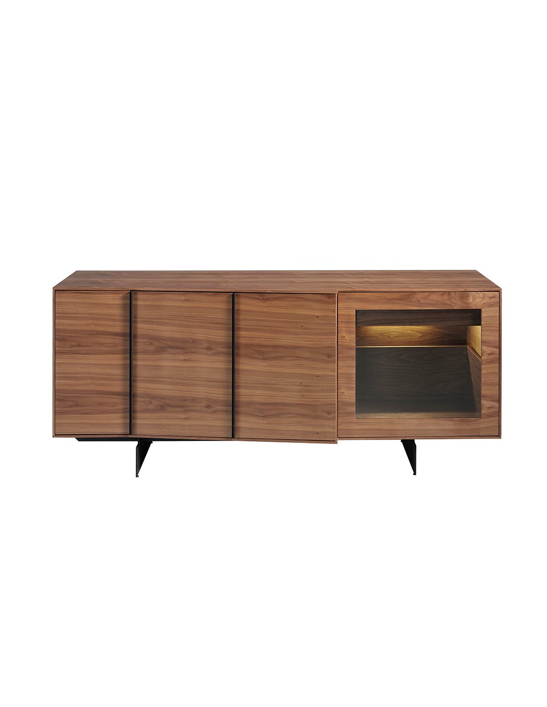 Aparador nogal y acero negro con iluminación...