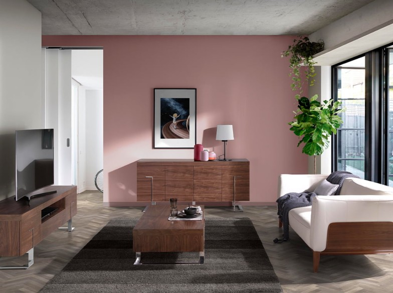 Mesa centro rectangular nogal y acero cromado