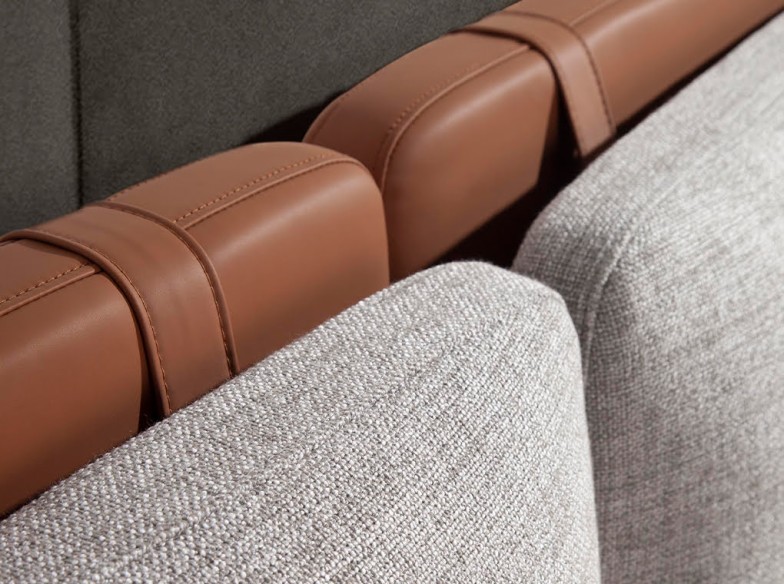 Cama polipiel color marrón y tela color gris