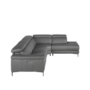 Sofá chaise longue relax derecha piel gris oscuro