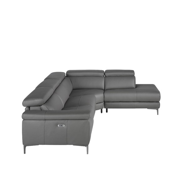 Sofá chaise longue relax derecha piel gris oscuro