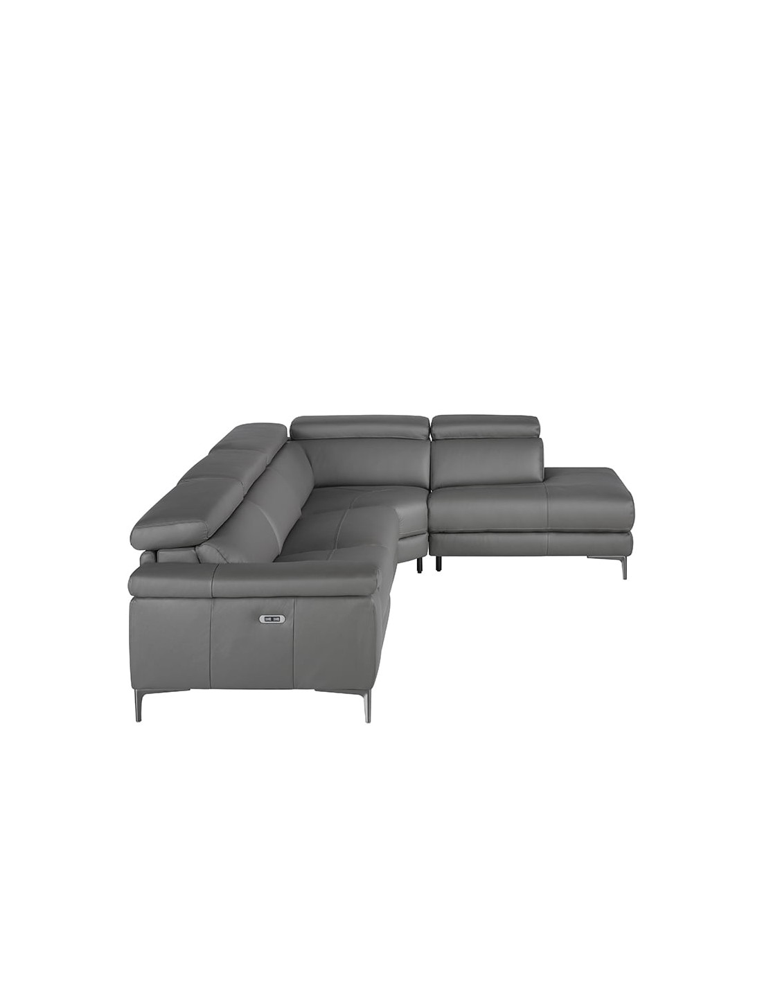 Sofá chaise longue relax derecha piel gris oscuro