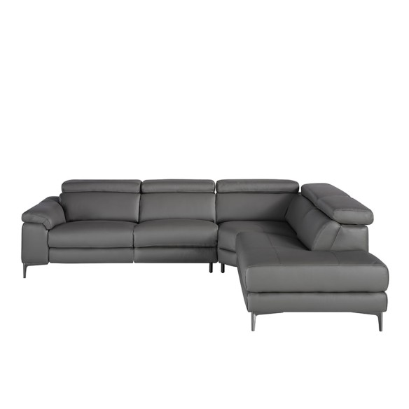 Sofá chaise longue relax derecha piel gris oscuro